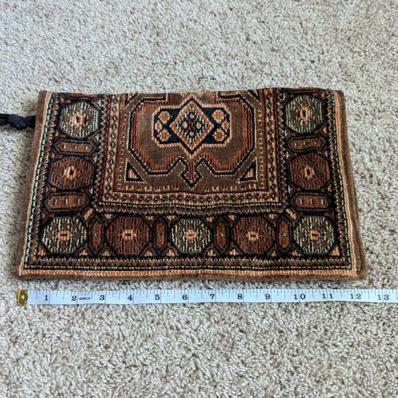 Vintage Clutch Womens Brown Tapestry Southwestern Brushed Fabric Satin Lined - Picture 6 of 8
